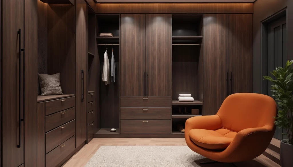 Aménagement intérieur avec menuiserie sur mesure optimisant l'espace disponible