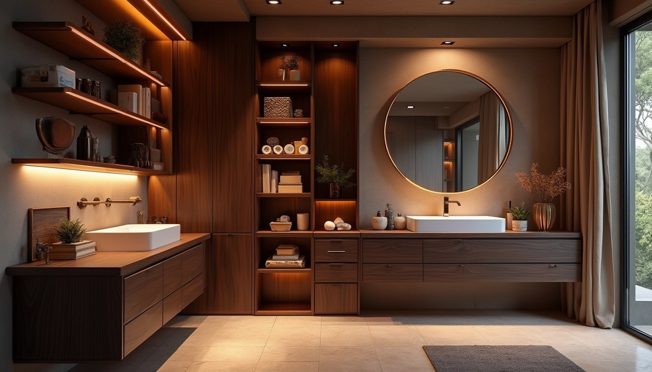 Placard sur mesure intégré dans un intérieur moderne avec un design esthétique