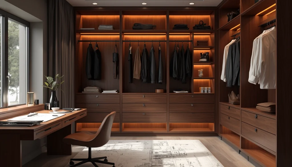 Placard sur mesure dans une chambre d'hôtel haut de gamme, optimisant l'espace