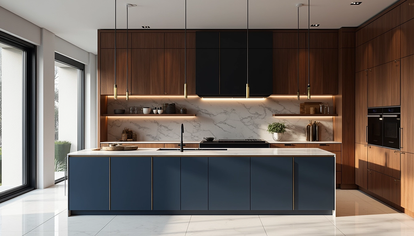 Cuisine sur mesure moderne avec îlot central et rangements intégrés