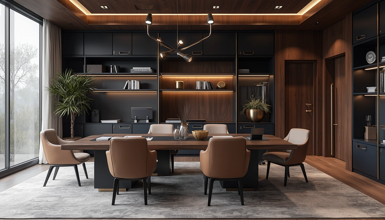 Espace de travail moderne avec mobilier design sur mesure pour stimuler la productivité