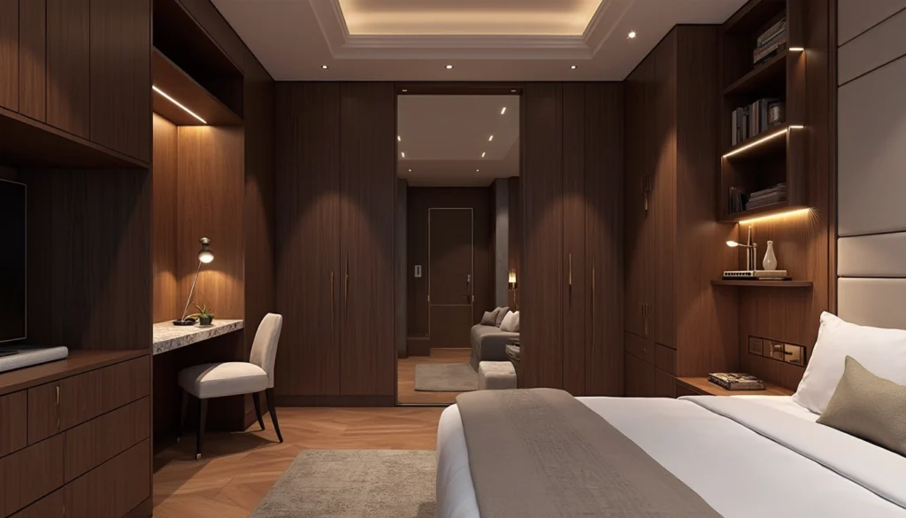 Aménagement intérieur sur mesure d'un hôtel haut de gamme avec mobilier fonctionnel