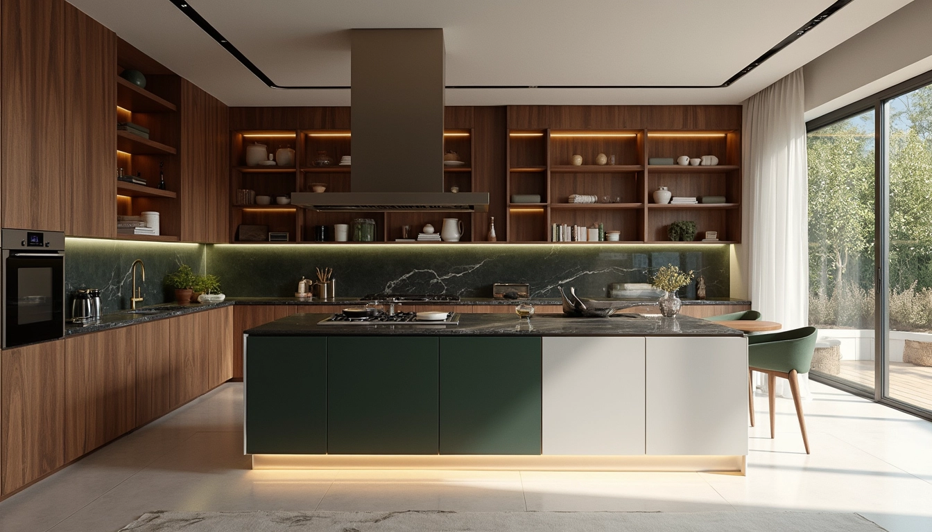 Cuisine personnalisée moderne avec meubles sur mesure et espaces de rangement intégrés