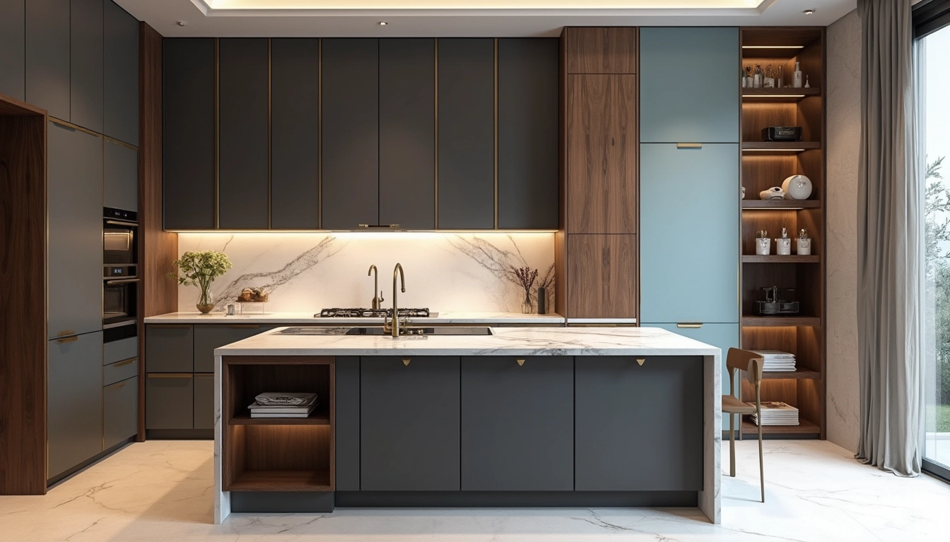 Cuisine sur mesure moderne avec des rangements optimisés et une lumière naturelle