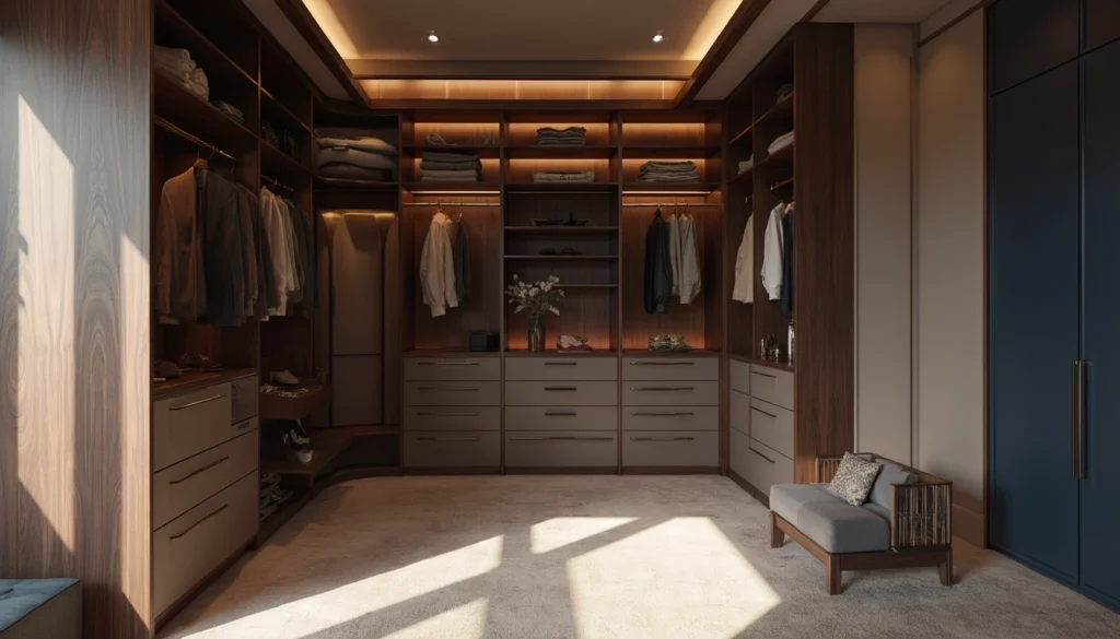 Dressing sur mesure avec rangement efficace et éclairage intégré