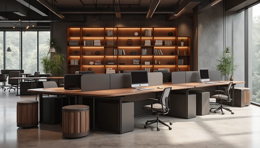 Espace de travail ergonomique avec bureau ajustable et chaise confortable