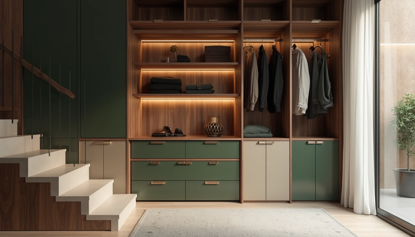 Meubles de rangement sur mesure intégrant des étagères et des tiroirs dans un salon moderne