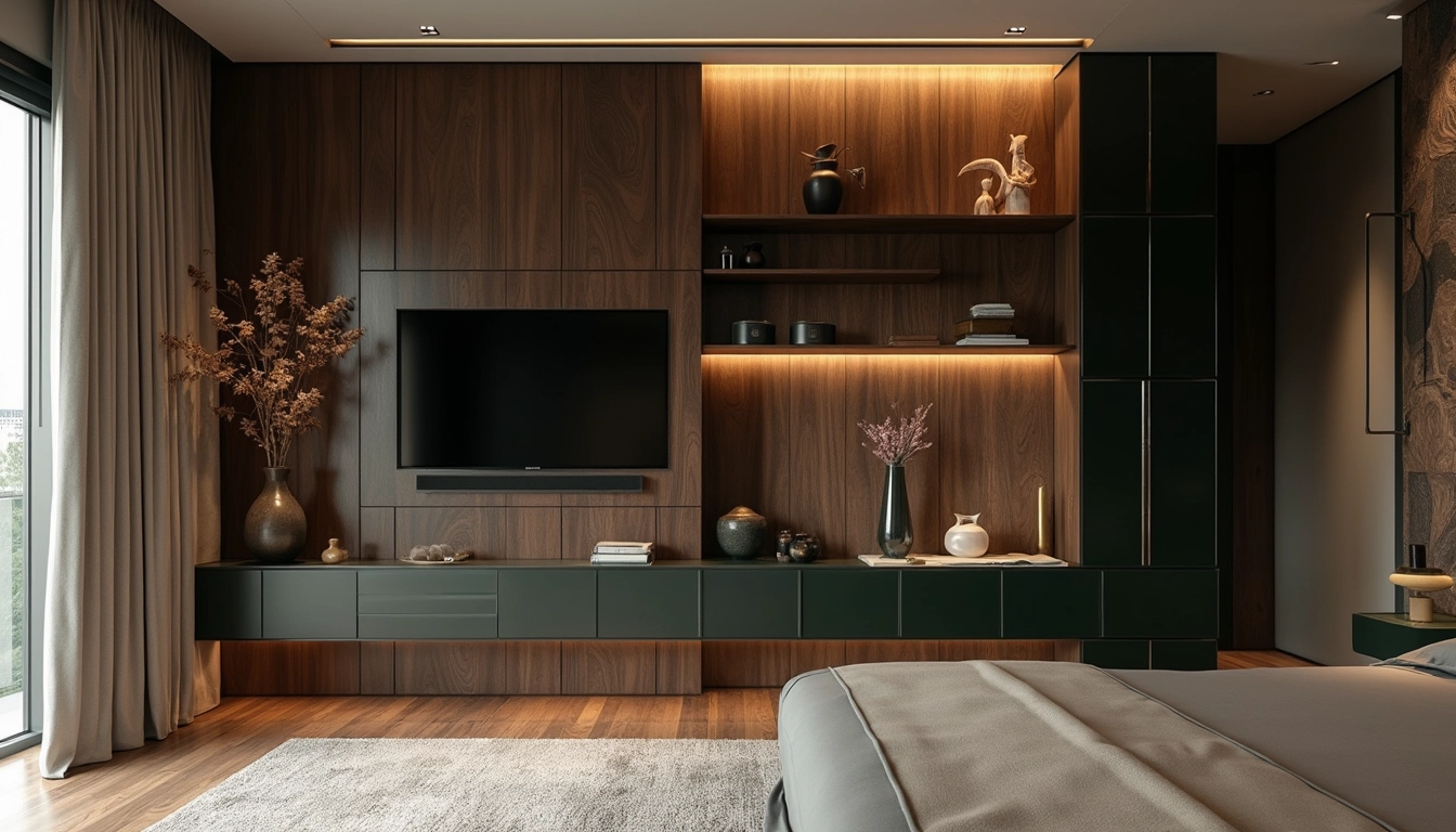 Aménagement intérieur d'un hôtel haut de gamme avec meubles sur mesure et espaces modulables