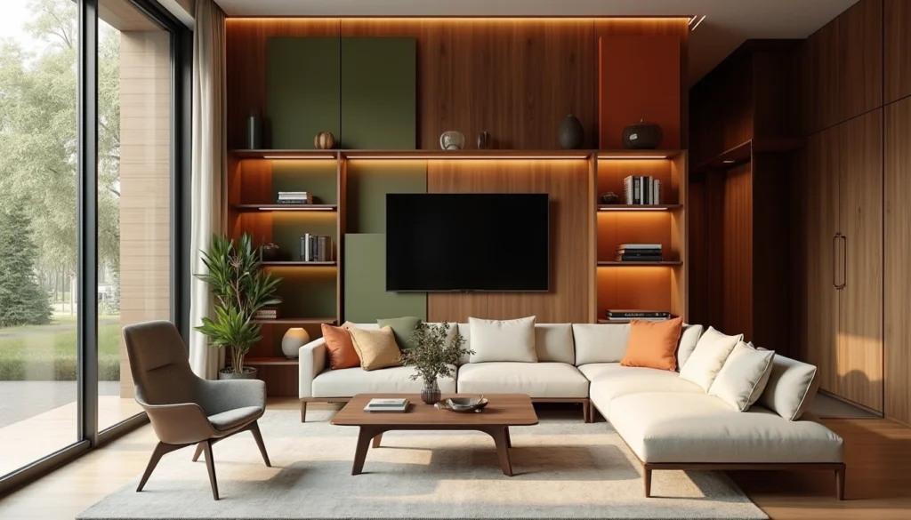 Mobilier durable en matériaux écologiques intégré dans un intérieur moderne en Suisse