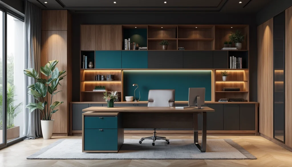 Mobilier personnalisé adapté aux bureaux d'entreprise, alliant design moderne et fonctionnalité