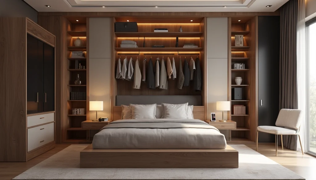 Meuble sur mesure dans un hôtel haut de gamme, alliant design élégant et fonctionnalité optimale